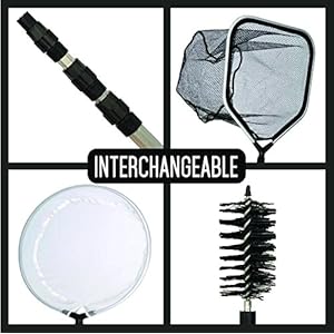 Koi Fish Pond Water Garden Care Set with Telescoping Adjustable Pole Pond Cleaning Care Kit 4 in 1 Net Set Includes Scrubbing Brush Skimming Net Fish Catching Net with 6 FT Telescopic Pole