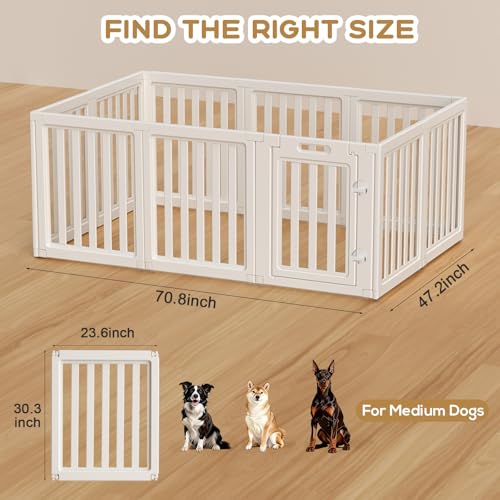 Image of Dog Playpen Indoor,Puppy Playpen,White 30.3 inch H, 10 Panels | Dog Play Pen Indoors with Open View, Tool-Free Setup, Multi-Shape Setup, Dog Pen for Dogs, Cats & Puppies