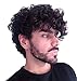 Baruisi Short Curly Mens Black Wig Fluffy Synthetic Cosplay Halloween Hair Wig for Male Guy