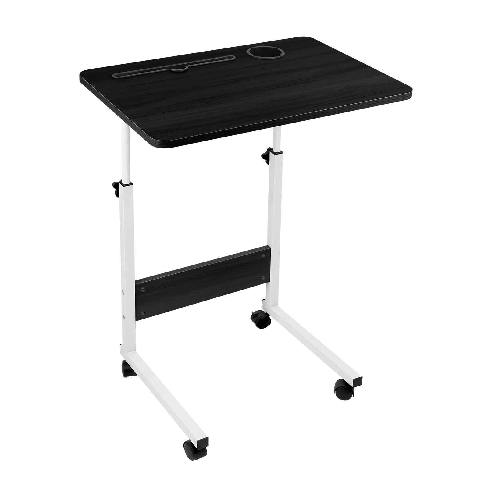 Bedroltafel, bank, voor laptop, in hoogte verstelbaar, bureau, computertafel, bijzettafel met 4 vergrendelbare wielen, voor kantoor, slaapkamer, 60 x 40 x 62,5 - 86,5 cm (zwart Bedroltafel, bank, voor laptop, in hoogte verstelbaar, bureau, computertafel, bijzettafel met 4 vergrendelbare wielen, voor kantoor, slaapkamer, 60 x 40 x 62,5 - 86,5 cm (zwart