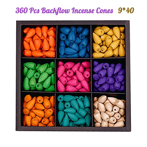 Otofy Backflow Incense Cones 360 Pcs Of 100% Natural Scents Waterfall Incense Rose Tulip Jasmine Lavender Rose For Backflow Incense Burner Holder Natural | Meditation & Yoga Gift(Black) #TOP1