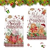 CUVZORA 2 Stück Weihnachtsdeko Innen Geschirrtücher, Geschirrtuch Weihnachten 40 x 60 cm, Weihnachtsdeko Tischdeko, Küchentücher für Weihnachten Winter Deko(Lebkuchenmann)
