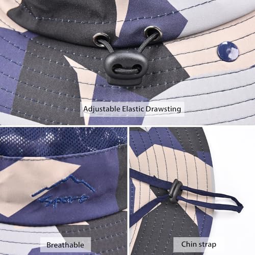 Image of Sun Hats for Men Women Fishing Hat UPF 50+ Breathable Wide Brim Summer UV Protection Hat
