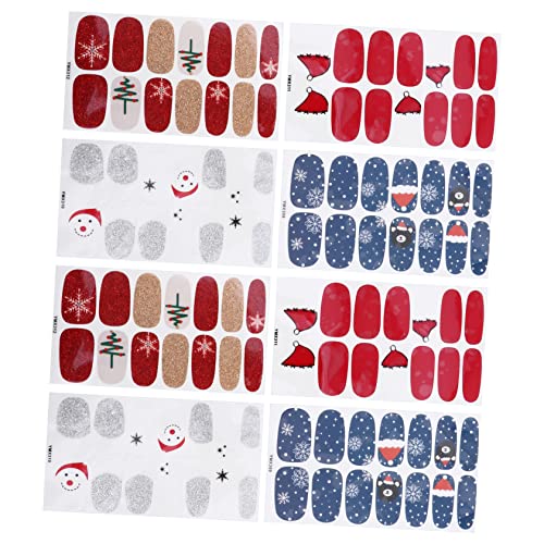 Healvian 1 Juego Pegatinas Navideñas Para Uñas Falso Envoltura De Uñas De De Nieve Uñas Navideñas Pegatinas Navideñas Uñas Etiqueta Engomada De Las Envolturas De Uñas Mordaz 8 Hojas