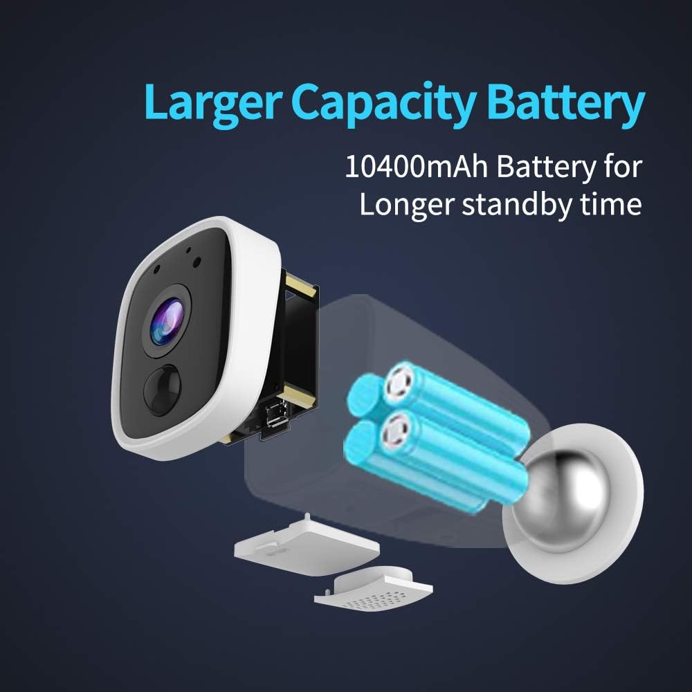 Top Rated Security Camera Outdoor Wireless with 10400mAh Rechargeable Battery, 1080P Home Surveillance Camera with PIR Motion Detection, 2-Way Audio, Night Vision, Waterproof, Cloud/SD Slot (32GB Card Included)