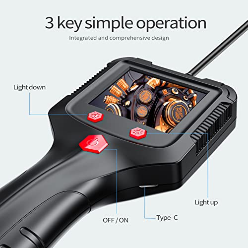 Industrial Endoscope Camera With Light, 1080P Hd Borescope Inspection Camera, 5.5Mm Thin Snake Scope Camera With 2.4'' Screen, Flexible Semi-Rigid Cable For Sewer, Drain, Plumbing Check (6.5Ft) #TOP4
