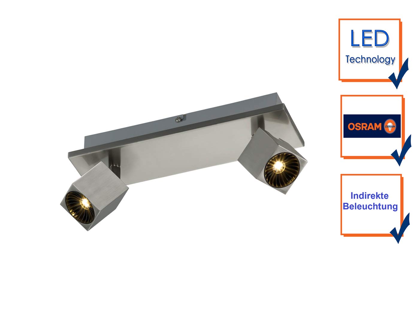 Trio Leuchten LED Strahler Cuba 828510307, Metall Nickel matt, inkl. 2x 4 Watt + 3x 4 Watt LED