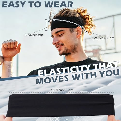 Image of Beister Sports Headbands for Men & Women (5 Pack), Moisture Wicking Sweatbands, Elastic Non Slip Sweat Bands, Athletic Workout Fashion Wide Hair Bands for Running, Cycling, Basketball, Yoga