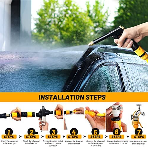 Garden Hose Nozzle With 4 Patterns, Soap Dispenser, Quick Connectors & 16.4 Ft Garden Hose, Plastic High Pressure Washer Gun, Water Hose Nozzle Sprayer Heavy Duty, Spray Nozzle For Car #TOP6