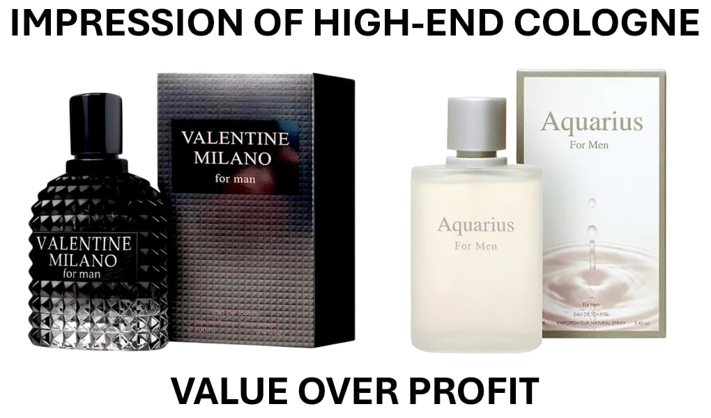 VALENTINE MILANO and (AQUARES Cologne for Men Combo Pack Eau de Toilette Fragrance 3.4oz/100ml, Natural Spray, Long Lasting (Pack of 2)) - Image 2