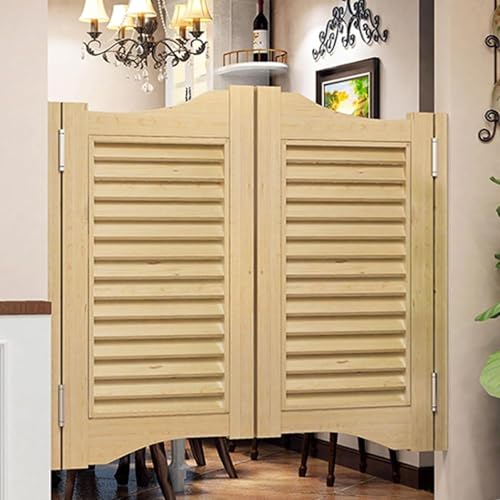 Swinging Doors for Kitchen, Cafe Doors Swinging Doors,Wood Saloon Door Half Waist Door Automatic Closing Doors, Sturdy Cafe Saloon Doors with Metal Hinges(Wood,W80xH100cm(31.4x39.3in))