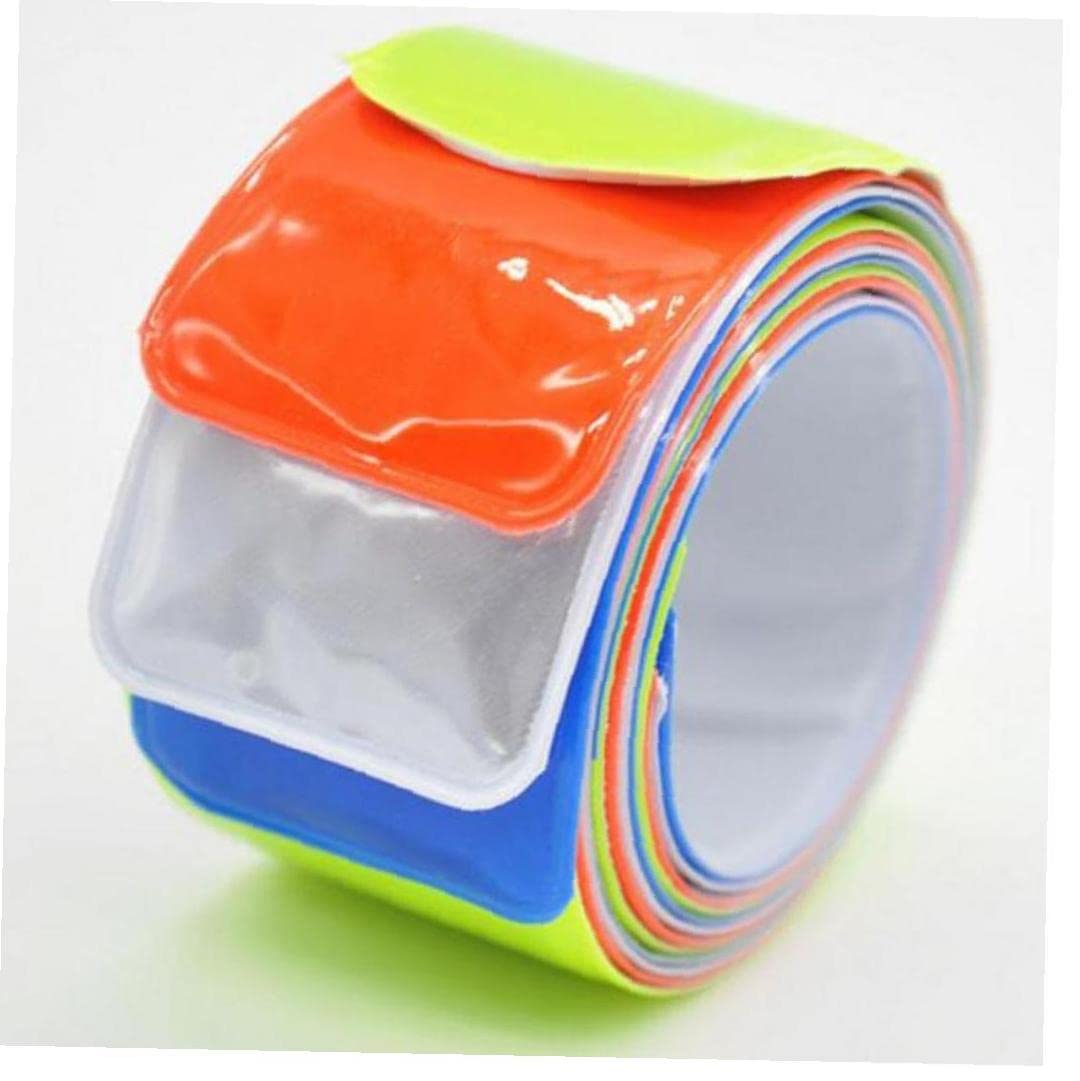 Ruluti Random Color Slap Armbands Reflector Strips 10Pcs Safety Bands Snap Armbands Reflective For Children Adults When Cycling Running Jogging, 40Cm X 3Cm