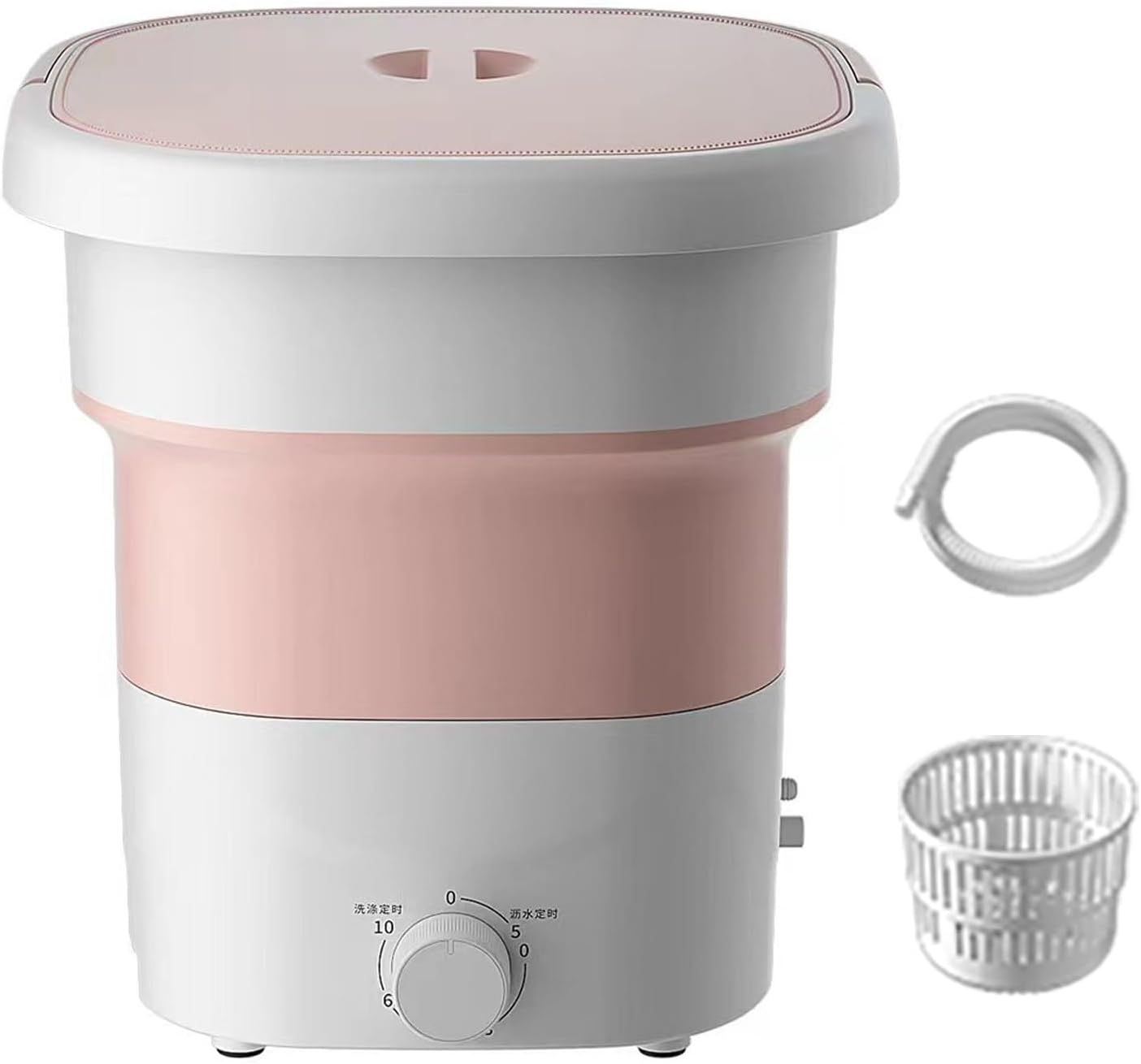 24L Mini Portable Washing Machine - Compact Foldable for Camping, Travel, Hotel Use - Ideal for Socks, Underwear, Baby Clothes - Lightweight Pink Design