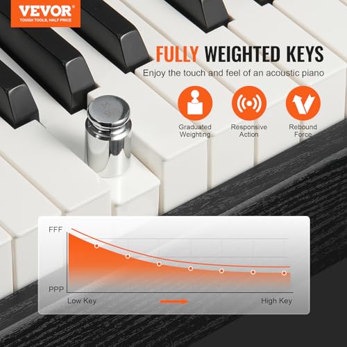 VEVOR Piano numérique, 88 Touches entièrement pondérées, Ensemble Piano à Clavier électrique Portable avec Double Clavier, Haut-parleurs, pédale de Sustain, Casque, Bluetooth USB MIDI, pour débutants - Les Beatles, Paul McCartney, John Lennon, RIngo Starr, George Harrison VEVOR Piano numérique, 88 Touches entièrement pondérées, Ensemble Piano à Clavier électrique Portable avec Double Clavier, Haut-parleurs, pédale de Sustain, Casque, Bluetooth USB MIDI, pour débutants – Image 3