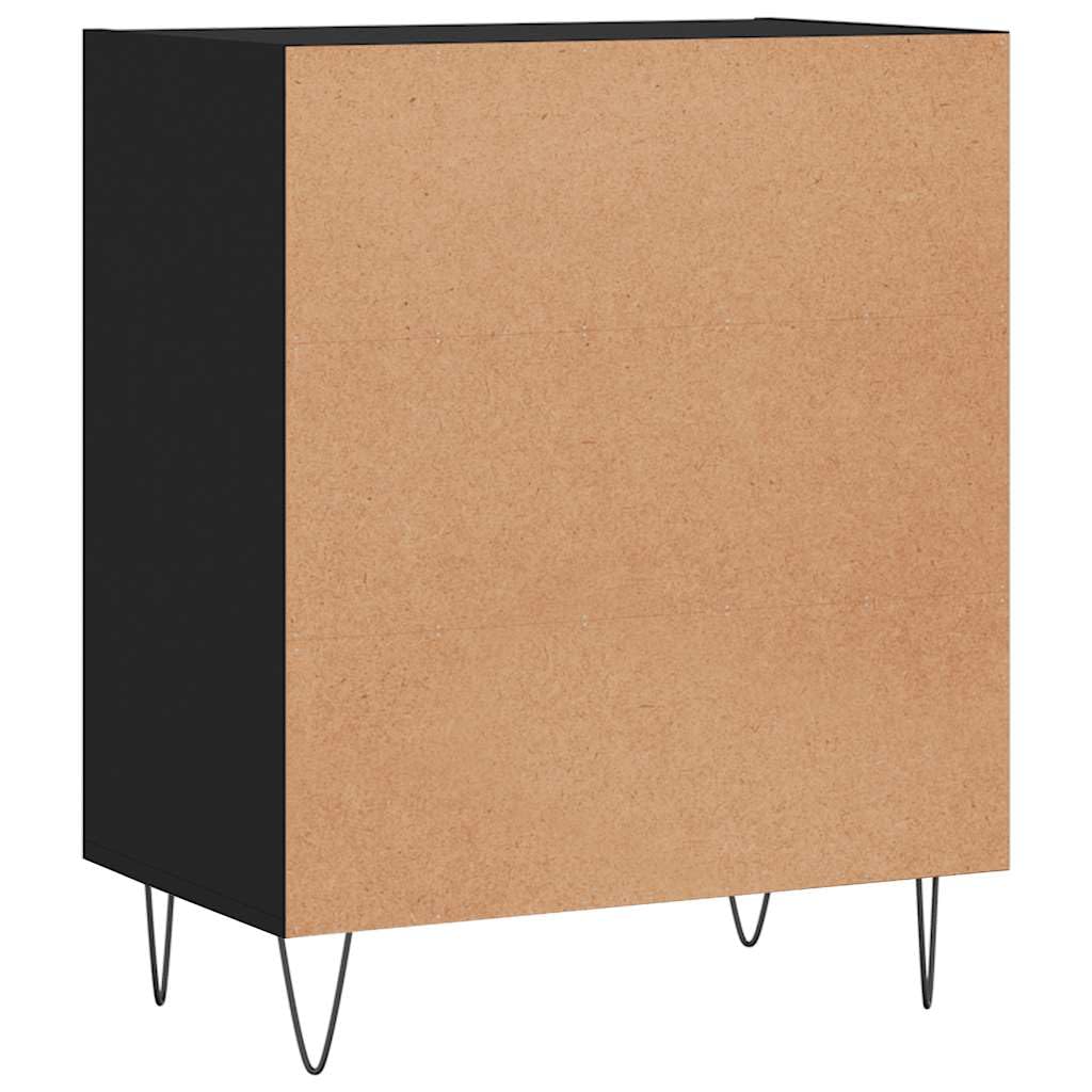 Sideboard Schwarz 57x35x70 cm Holzwerkstoff mit Eisenbeinen Viel Stauraum für Wohnzimmer Esszimmer Flur Büro und Küche, platzsparend, Moderne Konsole und Anrichte, langlebig
