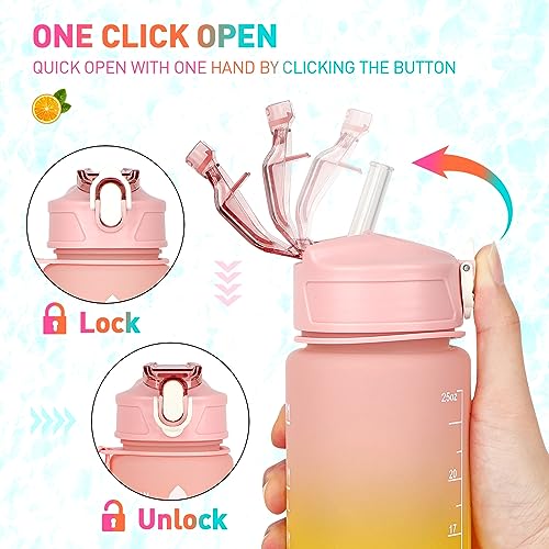 CodiCile Motivational Water Bottle with Straw 3 Pcs, 2L 700ML 300ML Reusable BPA Free Sports Water Bottle, Leakproof Drinks Bottle with Time Markings (Pink) - Image 5