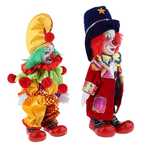 Luwecf 2pcs 7inch Funny Clown Man Doll Wearing Colorful Costume