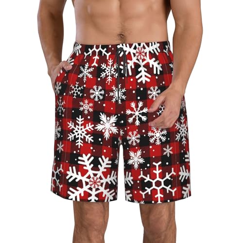 Blue Plaid Mens Swim Trunks Quick Dry Swim Shorts with Mesh Lining Funny Beach Shorts