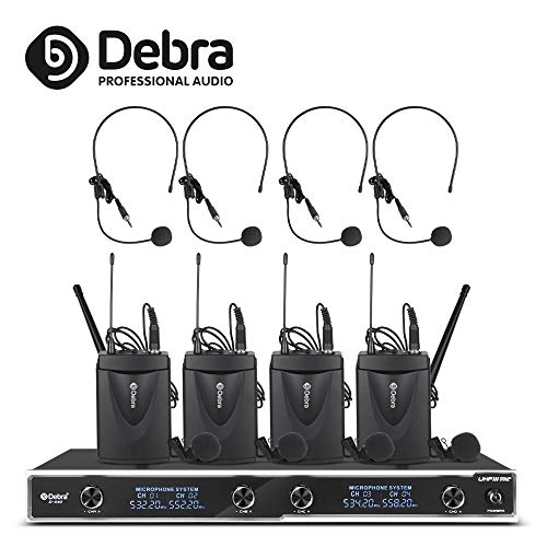 D Debra Audio D-440 !!!Uhf 4-Channel Wireless Microphone System With 4 Cordless Mics, Home Karaoke Ktv Set, Ideal For Party, Church, Weddings, Stage, Dj, Outdoor, 300 Ft (4 Bodypack) #TOP1