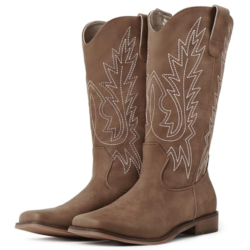 FancyQueen Square Toe Pull-On Boots