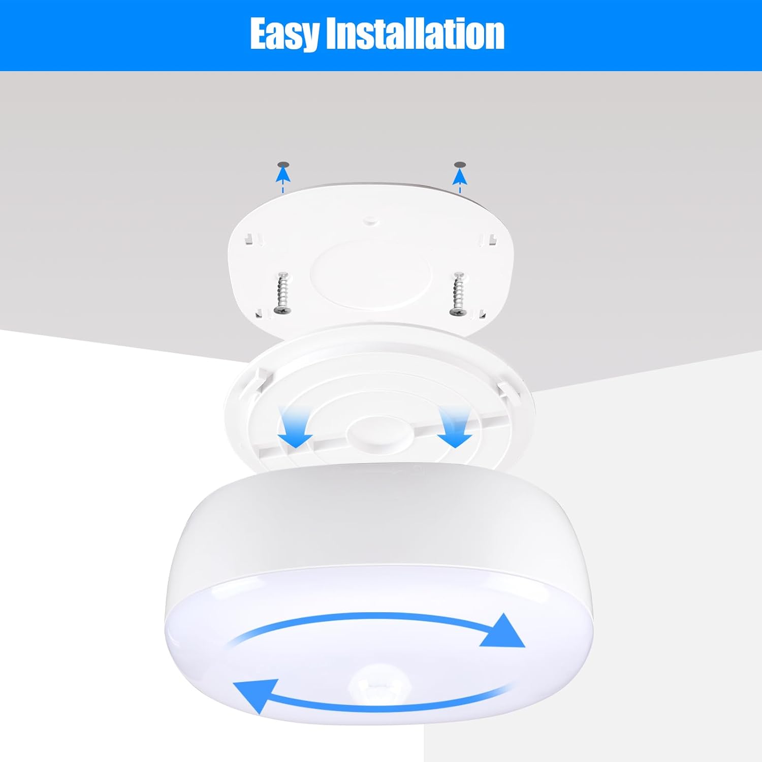 Youtob Battery Powered LED Ceiling Light Wireless Motion Sensor Light 300 Lumens 5W for Indoor Outdoor, Closet, Pantry, Stair, Garage, Basement, Shower(4000K Cool White)