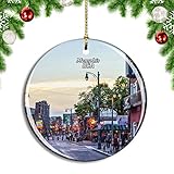 Estados Unidos América Beale Street Memphis Adornos Adornos Navidad Adorno Porcelana Recuerdo Ornamentos para Chimenea Amigos Ventana 7.3Cm