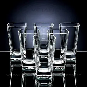 Vetalic Plain Plastic Glass Set of 6, 300ml Unbreakable Plastic Stylish Transparent Whiskey Glass, Juice Glass, Beer Glass, Wine Plastic Glass Set