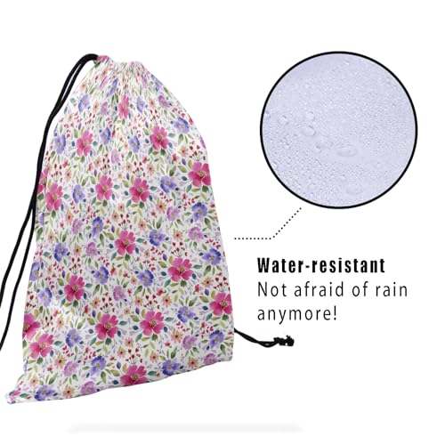 Image of Nerxy Floral Grip Bag - Spring Gymnastics Grip Bag Summer Gymnasts Gym Bag Pink Flower Drawstring Gift Bag Gym Storage Pouch for Sports Party Favors