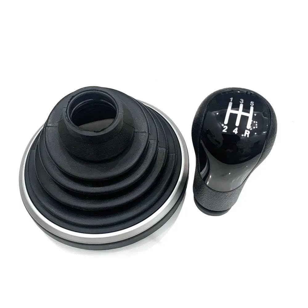 POANBCGY Shift Ball Joint for Ford Fiesta 2002-2008 Leather Gear Shift Stick Knob Handle with Leather Dust Cover Boot Gaitor(5 Speed and Boot)
