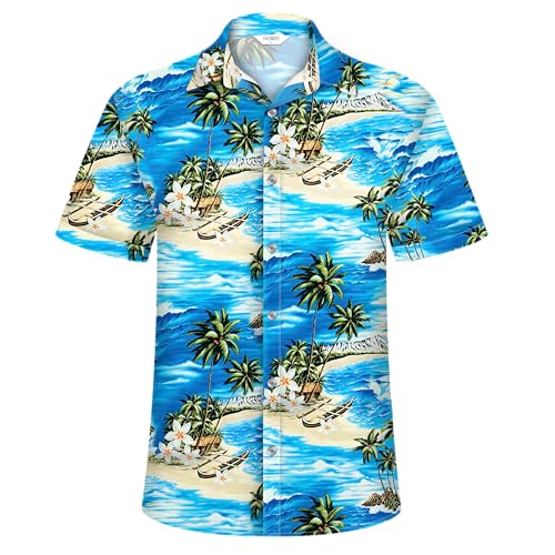 Image of Hawaiian Shirt for Men Tropical Shirts Summer Beach Button Down Short Sleeve Luau Aloha Floral Cruise Vacation Outfit 2026