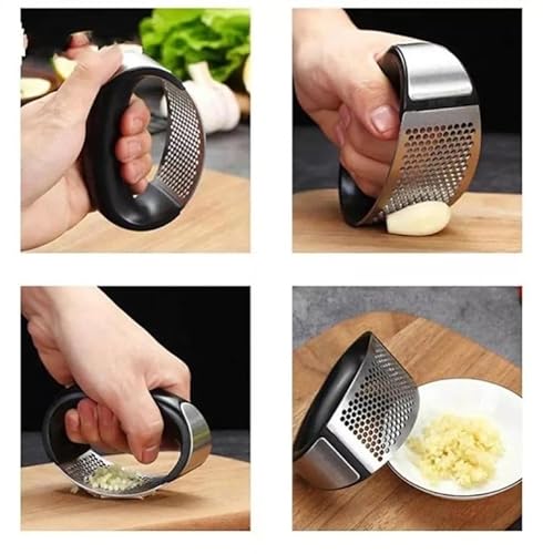 Espremedor Amassador de Alho em Aço Inox Triturador De Alho Manual Cozinha Esmagador de Alho de Aço
