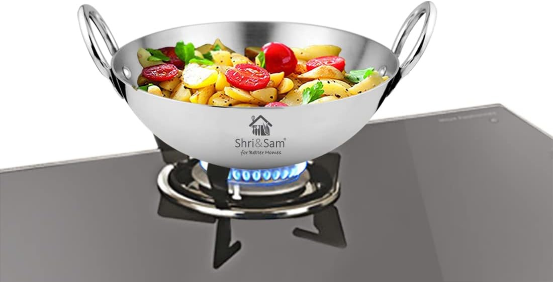 Shri & Sam Stainless Steel Heavy Weight Plain Kadhai, 2.5 mm,20 cm