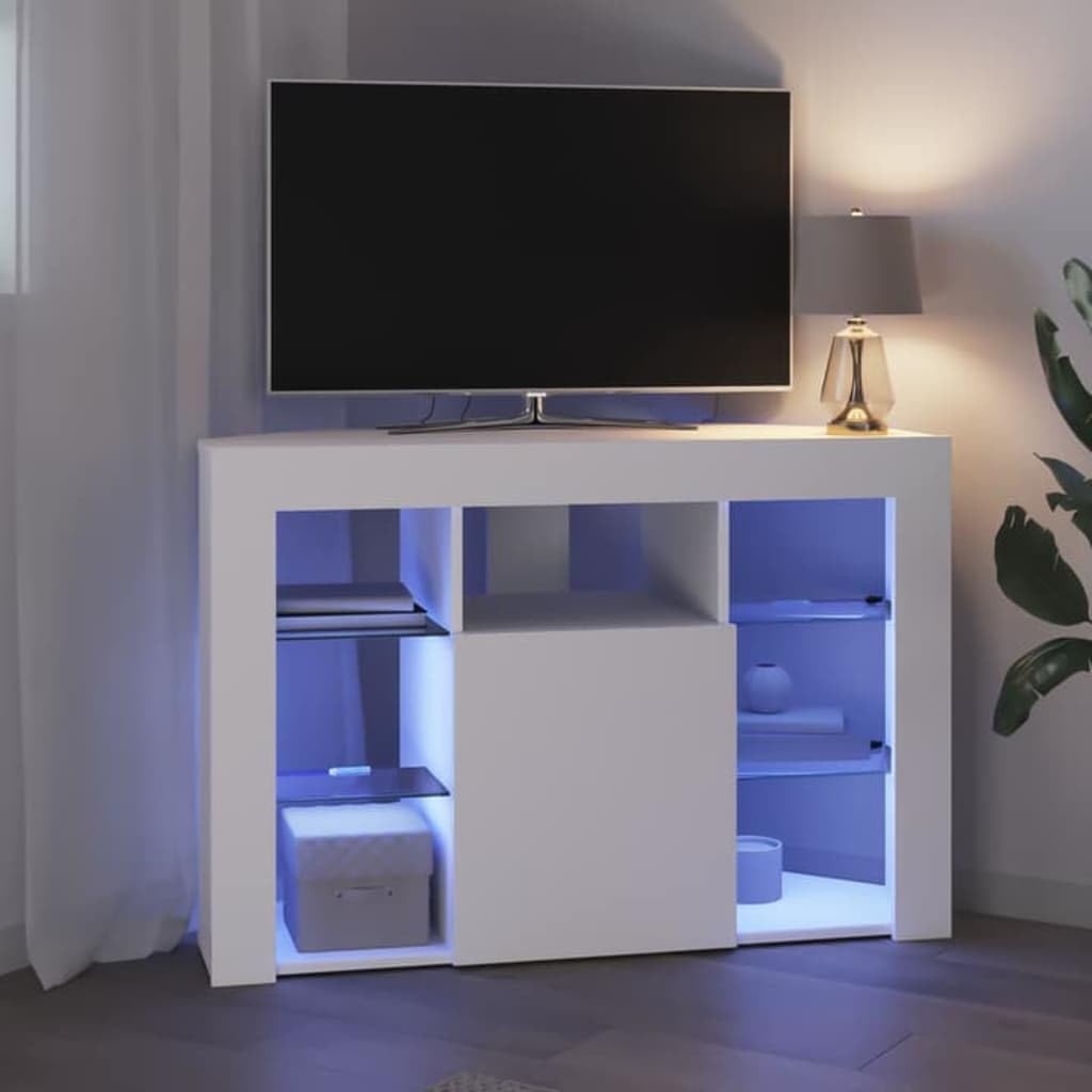 vidaXL Kątowa szafka LED pod telewizor 100x40x68cm Biały