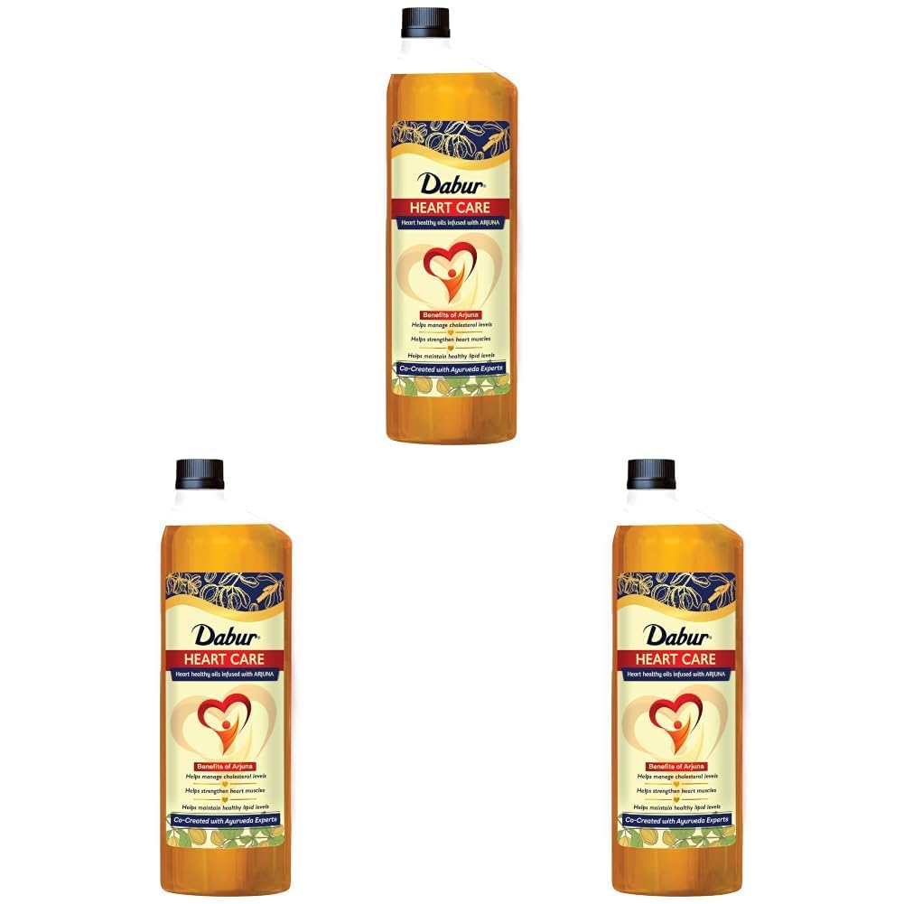 Dabur Heart Care Oil - 1 Ltr bottle | Heart Healthy cooking oil infused with Arjuna | Rice Bran Oil, Flaxseed oil & Sesame oil | Goodness of MUFA, PUFA and Oryzanol — Amazon image 3