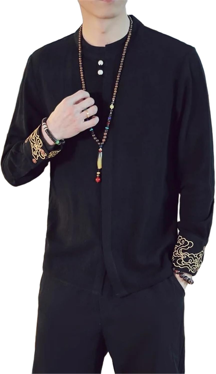 Men Shirts Traditional Kung Fu Tai Chi Cotton Linen Tang Suit Uniform Shirt and Blouses Chinese Style