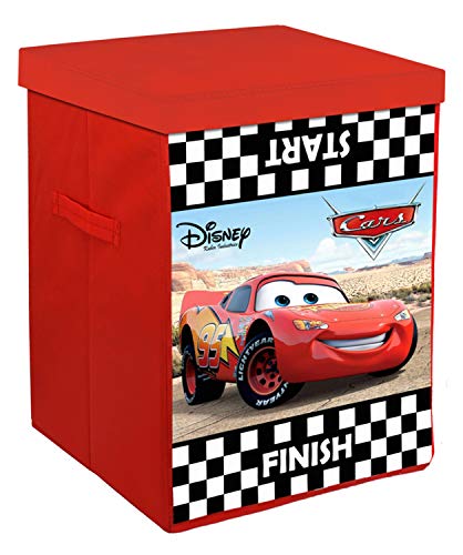 Image of Kuber Industries Disney Cars Print Non Woven Fabric Foldable Laundry Organiser with Lid & Handles (Black)