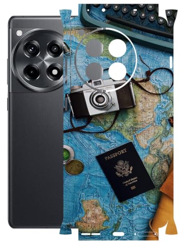 Image of AtOdds - Full Body Back Screen Guard Protector Film - Lamination Wrap Skin Sticker Compatible with ONEPLUS 12R (5G) | Scratchproof Matte Finish (Travel Map)