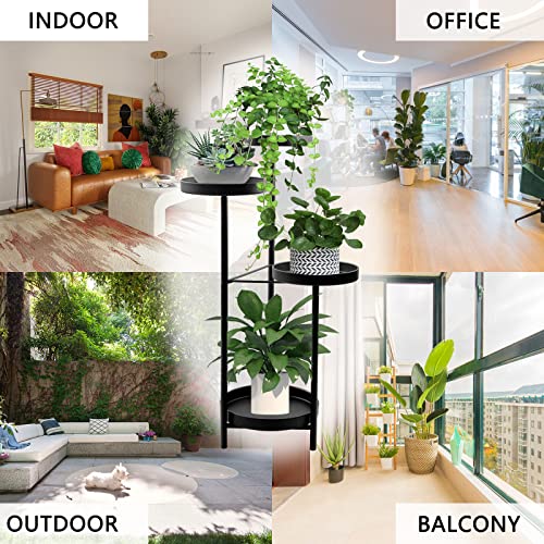 Yisancrafts Plant Stand Metal Indoor Outdoor 4 Tier Tall Corner Flower Pot Holder Stands Multiplel Planter Rack Display Shelves For Patio Living Room Balcony Office Tiered Plant Table, Black #TOP5