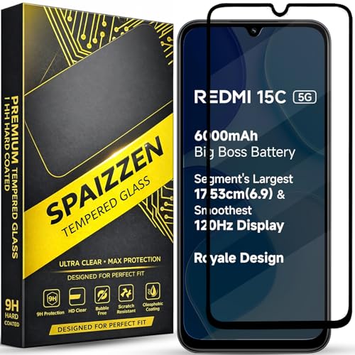 Image of Military-Grade Tempered Glass Screen Protector Compatible for Redmi 15C 5G / Redmi 15C with Edge to Edge Coverage and Easy Self Installation kit
