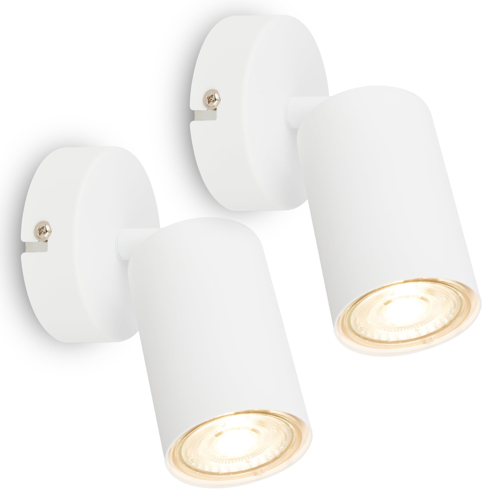 BRILONER - Set of 2 Wall Lights, Adjustable, GU10 Socket, max. 9 W, Wall Lamp, Lights Indoor, Bedroom, Bedside, Kitchen, Hallway, 8 x 15.5 cm, White