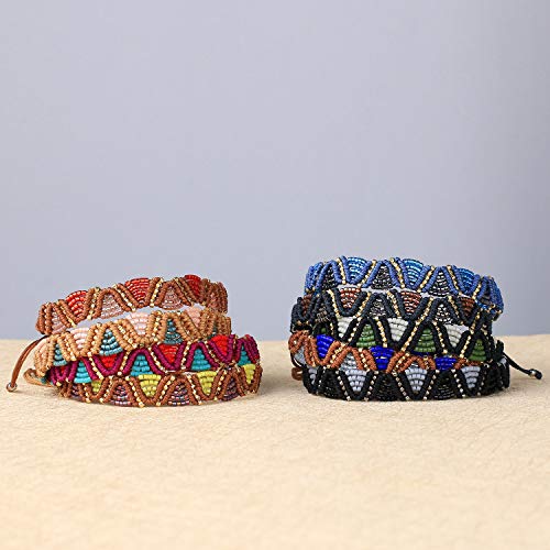 Image of KELITCH Bohemian Braided Friendship Bracelets Miyuki Beads Strand Bracelets Colorful Rope Wrap Bracelets