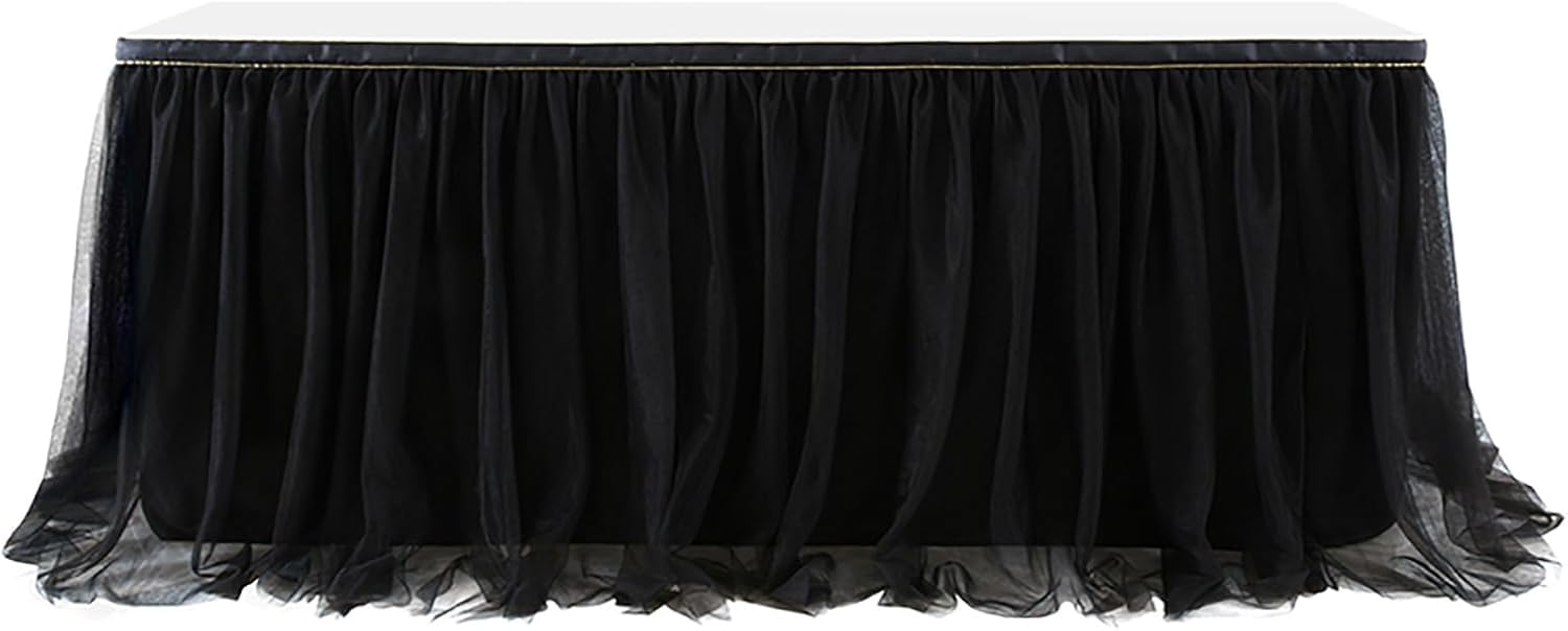Tulle Tables Skirt, Three-Layer, Light and Delicate Party Table Skirts, for Wedding, Birthday, Party, Cake & Dessert Table Decor(Blue,9FT)