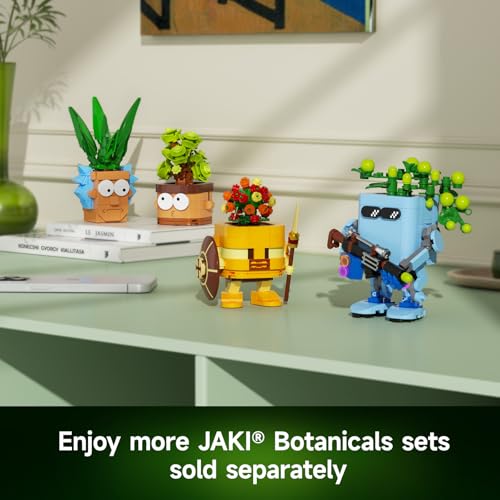 Image of JAKI Botanicals Warrior Brave Plants Building Toy Set - Medieval Knight Vintage Planter Design Interchangeable Pot DIY Succulent Desk Decor Birthday Gift Play & Display for Kids, Girls and Boys 12+