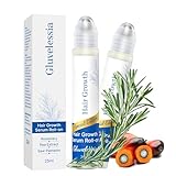Gluvelessia Hair Growth Serum Roll On with Rosemary,Helps Support Thicker, Fuller Hair Appearance,Clean, Non-Greasy Hair Loss Support for Men & Women,Rosemary,0.84 Fl Oz (Pack of 2)