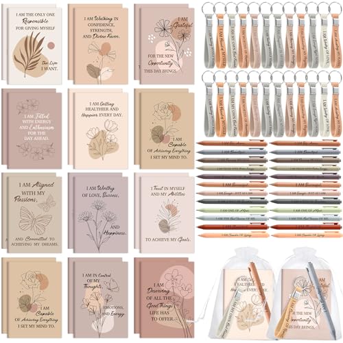 Carnet d'affirmation positive Mooliwe : lot de 48 kits de motivation avec stylos et sacs élégants