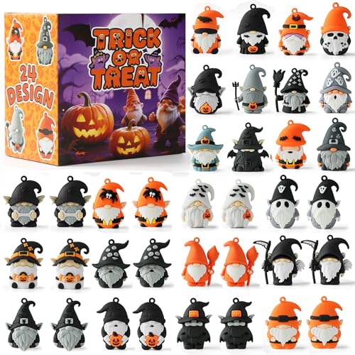 AUZXMCN 36PCS Halloween Mini Gnome Figurines, Halloween Miniature Gnomes Ornaments,Pumpkin