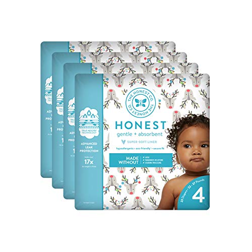The Honest Company Baby Diapers with True Absorb Technology, Hey Rudolph, Size 4, 92 Count
