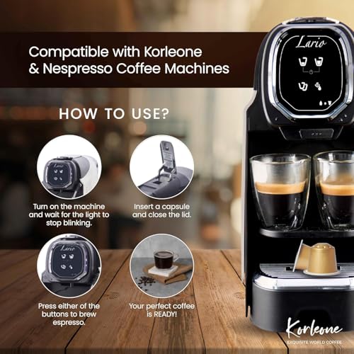Image of KORLEONE Forte Aluminium Nespresso Compatible Coffee Pods 60 Capsules Arabica Robusta Blend Intensity 10 Medium to Dark Roast Level (Pack of 6)