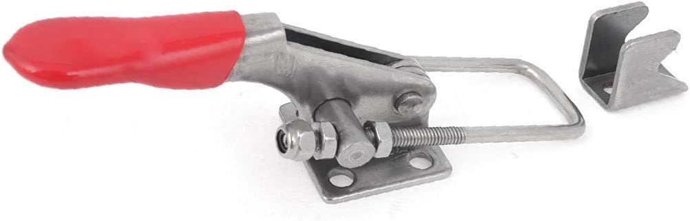 New Lon0167 163Kg 359 Featured Lbs Quick Holding reliable efficacy U Shape Red Plastic Coated Handle Latch Action Toggle Clamp Hand Tool Silver Tone Red BRH 40323(id