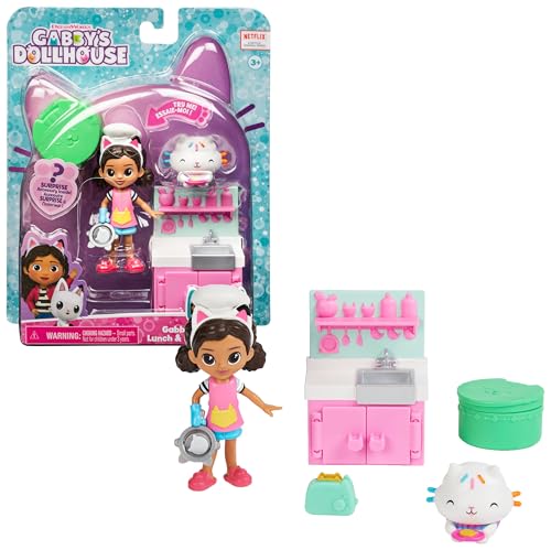 Gabby et la Maison Magique - Gabby Dollhouse - PACK 2 FIGURINES ET ACCESSOIRES - Coffret Pâtisseries - Gabby, 1 Figurine Chat Et Accessoires - Dessin Animé Jouet Gabby Chat - Jouet Enfant 3 Ans et +
